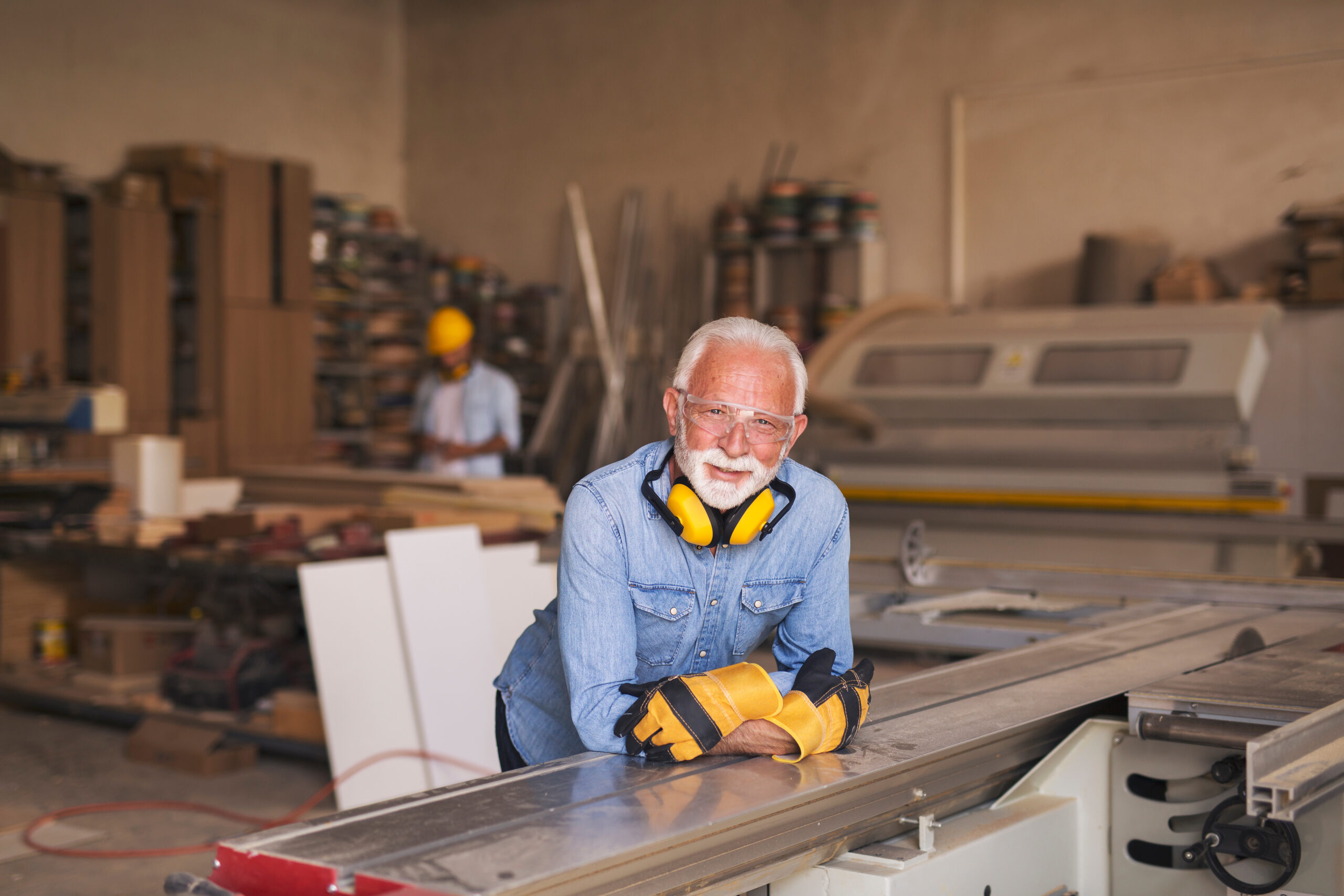 Old worker in a workshop